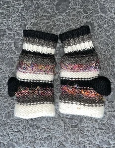 Wool Fingerless Gloves or Mittens Fleece Lined Made in Nepal - Picture 1 of 8