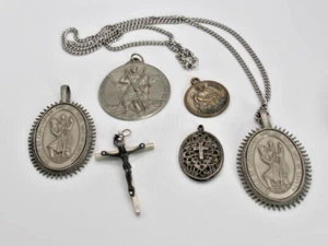 Menge 6 Stck. - Religiöse Medaillen St. Christoph Zinn Medaillen groß - Kruzifix - Bild 1 von 8