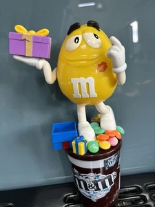 Vintage M&M’s Yellow M with Present Dispenser & Container Collectible - Picture 1 of 7