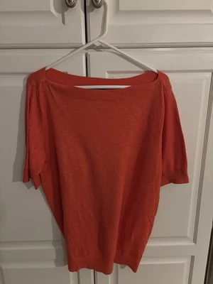Blusa pulóver Lands End de lino y algodón para mujer grande naranja manga corta Foto 1 de 4