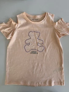 Cold Shoulder Top Lulu Castagnette Girls Size 12 Peach Embroided Bear Edition - Picture 1 of 12