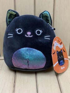 NUEVO Squishmallows 5” Pulgadas Kyra El Gato Negro Arco Iris Vientre Metálico Halloween - Imagen 1 de 9