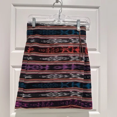 Minifalda envolvente vintage Kelly Stryker colorida azteca 100 % algodón talla 4 Foto 1 de 4