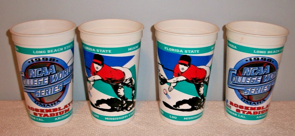 Lot Of 4 1998 Baseball College World Series Stadium Cups - USC Trojans Winners - Image 1 of 1