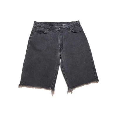 Levi's Orange Tab 560 Loose Black Denim Custom Cut Off Shorts 38 USA Grunge - Image 1 of 4