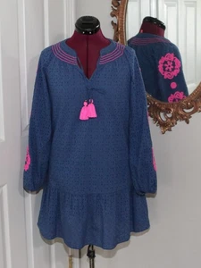 Lilly Pulitzer Lucee Oyster Bay Navy Bayside Eyelet Long Sleeve Dress XXS - Picture 1 of 11