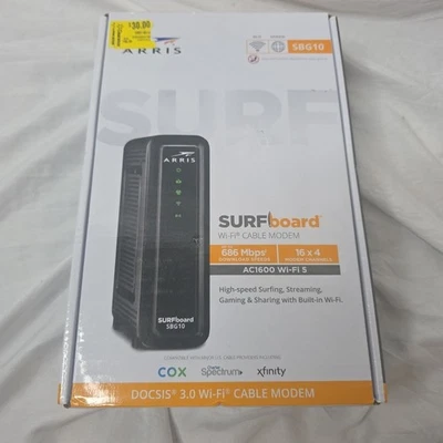 Cable módem AC1600 router Wi-Fi de doble banda ARRIS SURFboard SBG10 DOCSIS 3.0 (CBG) Foto 1 de 2