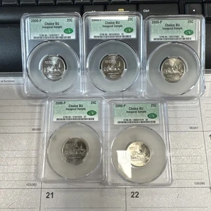 Lot Of 5- 2000 P Virginia State Quarter CAC Choice BU Inaugural Sample-F - Picture 1 of 4
