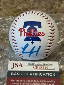 AROON ESCOBAR PHILADELPHIA PHILLIES PROSPECT LOGOTIPO FIRMADO BÉISBOL RARO CERTIFICADO DE AUTENTICIDAD JSA - Imagen 1 de 3