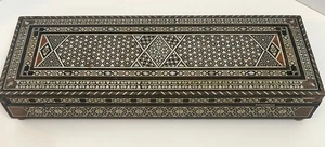 Große Damaskus Mosaik Intarsien Spieluhr 16,5" Knochen Holz Intarsien roter Samt - Bild 1 von 10