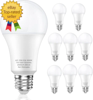 A21 LED Light Bulbs  150 Watt Equivalent LED Bulbs  Daylight White 5000K  2500 L - Image 1 of 4