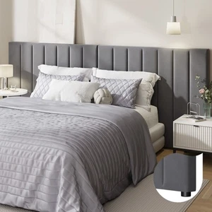Oikiture Bed Frame Headboard Double Queen King Size Head Bedhead Grey Velvet - Picture 1 of 10