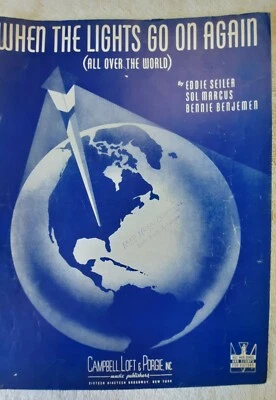 When the Lights Go On Again All Over the World Piano Guitar Sheet Music 1942  - Image 1 of 3