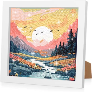 MOBDEA 5D Diamond Painting Kit with Frame - DIY Mountain Art for Beginners 7x7 - Picture 1 of 6
