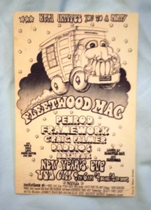 RAR! HISTORISCH! 60er Fleetwood Mac Konzert Poster (San Diego) ABGESAGTES KONZERT - Bild 1 von 2