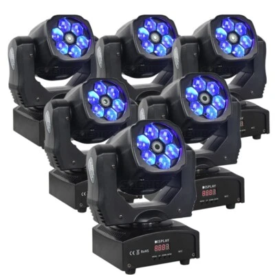 6PCS 6x15W LED Beam+Wash RGBW Laser Moving Head Effects Lighting Disco Event - Image 1 of 4