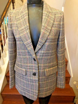 Blazer J Crew Sommerset Gris/Marrón/Blanco Cuadros Calidad Luna Tela Británica Lana 4 Foto 1 de 4