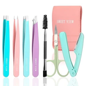 7-teiliges Augenbrauenpinzetten-Set, Edelstahlpinzette für Damen und - Bild 1 von 5