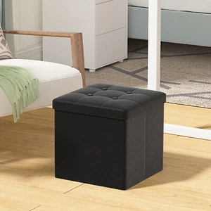 38cm Storage Ottoman Folding Seat Stool Storage Boxes Home Chair Footstool Bench - Picture 1 of 22