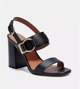 COACH Mabel Sandal in Black Leather Women’s Size 11 Shoes - NWOB - Picture 1 of 8
