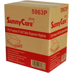 Servilleta de papel dispensadora blanca plegable en V SunnyCare #5963P 6000/cs - Imagen 1 de 1