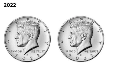 2022 P & D Kennedy Half Dollar Brilliant Uncirculated Coins Cover