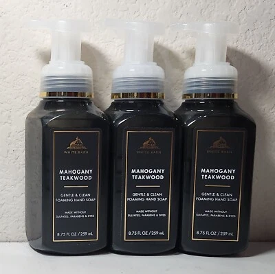 Jabón de manos espumoso suave de madera de teca caoba Bath & Body Works (paquete de 3) Foto 1 de 3