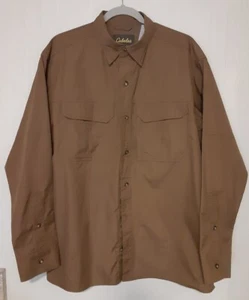 Cabela’s Button Down Brown Long Sleeve Vented Outdoor Shirt Mens Size Medium New - Picture 1 of 10