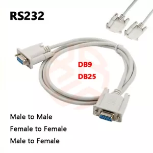 Serial RS232 Cable Lead Plug Port Adapter Connector 9 Pin DB9/ DB25 Male/ Female - Picture 1 of 5