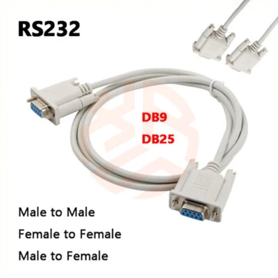 Serial RS232 Cable Lead Plug Port Adapter Connector 9 Pin DB9/ DB25 Male/ Female - Image 1 of 4