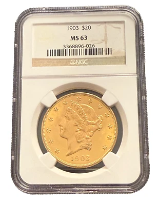 US 1903 Gold $20 20 Dollars NGC MS63 Double Eagle Liberty Head - Image 1 of 2
