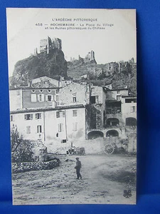 cpa 07 rochemaure place du village et les ruines - Imagen 1 de 1