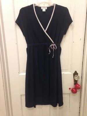 Motherhood Maternity Women's Navy Blue Faux Wrap Dress with Side Tie Size Medium - Image 1 of 4