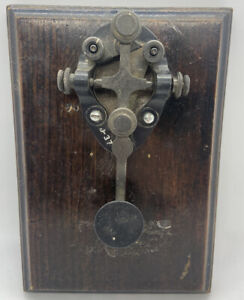 J-37 Telegraph Key Keyer Antique Wood Base Morse Code Ham Radio