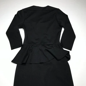 Boohoo Night Dress Womens Size 4 Black Long Sleeve Peplum Bodycon *Missing Belt - Picture 1 of 14