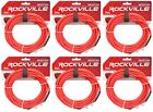 6 Rockville RCGT20R 20'  1/4" TS to 1/4'' TS Guitar/Instrument Cable
