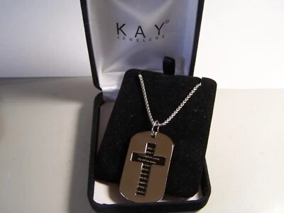 NUEVO KAY JOYERO SS ORACIÓN DEL SEÑOR Y CRUZ PLACAS DE PERRO COLGANTE Y CADENA Foto 1 de 4