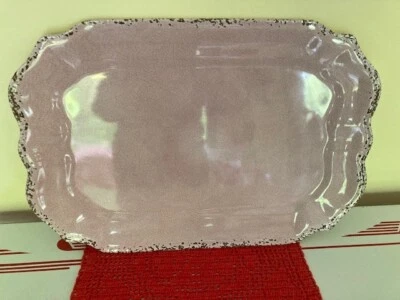 Tommy Bahama Pink Rustic Crackle 18"x12.5" Melamine Serve Tray Platter Plate - Image 1 of 4