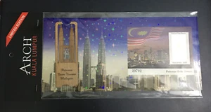 1999 Rm5 imperf MS twin tower with arch Kuala Lumpur wooden bookmark - Picture 1 of 6