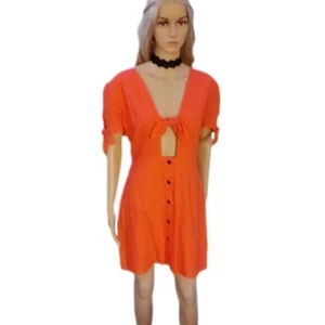 Mujer Nuevo Vestido Lost Wander Grande Botones Naranja - Imagen 1 de 6