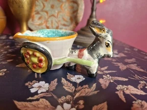 Donkey with Cart Planter Flower Pot Italy? Vintage Ceramic - Picture 1 of 8