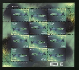 Fi 5378 ** Europe - Underwater Fauna and Flora Full Sheet tete-beche Barbus Fish - Picture 1 of 2