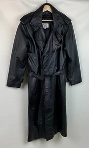 Pelle Studio Trenchcoat schwarz Leder zweireihig Gürtel Reißverschluss Innenfutter Gr. S - Bild 1 von 19