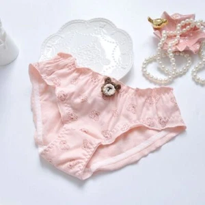 Kids Cotton Panties Bear Prints Ruffled Girls Cute Triangle Underwear Briefs - Picture 1 of 21