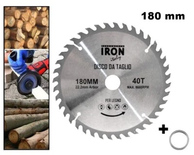 IRON DISCO DA TAGLIO LEGNO 180 mm FORO 22,2 mm 40 DENTI AL WIDIA