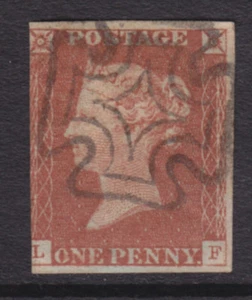 1841 1d ROTBRAUNE PLATTE 34 " L - F " DUBLIN KREUZ TYP 1 SCHÖN GEBRAUCHT GEMISCHTE RÄNDER - Bild 1 von 1