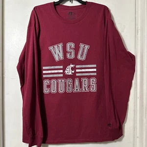 Washington State Cougars Russell Mens Large Maroon Long Sleeve Shirt New W/Tags - Picture 1 of 9