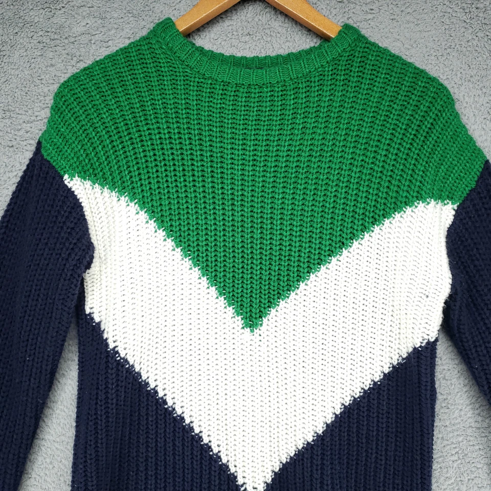 Suéter feminino Forever 21 malha cabo S verde azul branco manga longa - Imagem 1 de 4