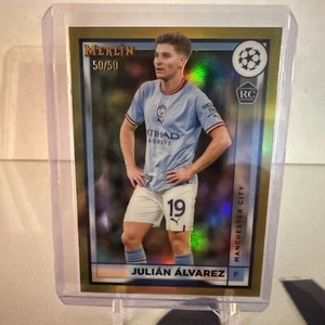2023 Topps Merlin Julian Alvarez Rookie Gold 50/50 Book End MANCHESTER CITY - Picture 1 of 11