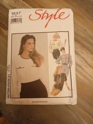 STYLE 1837 Sewing Pattern womens Blouse Shirt Top sz 8-20 keyhole back Crew neck - Image 1 of 2